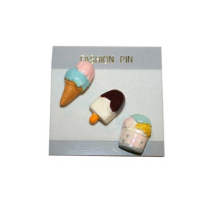 Vintage Ice Cream Pin Set - vintage ice cream pins brooches ice cream cute novelty kitsch pin novelty ice cream