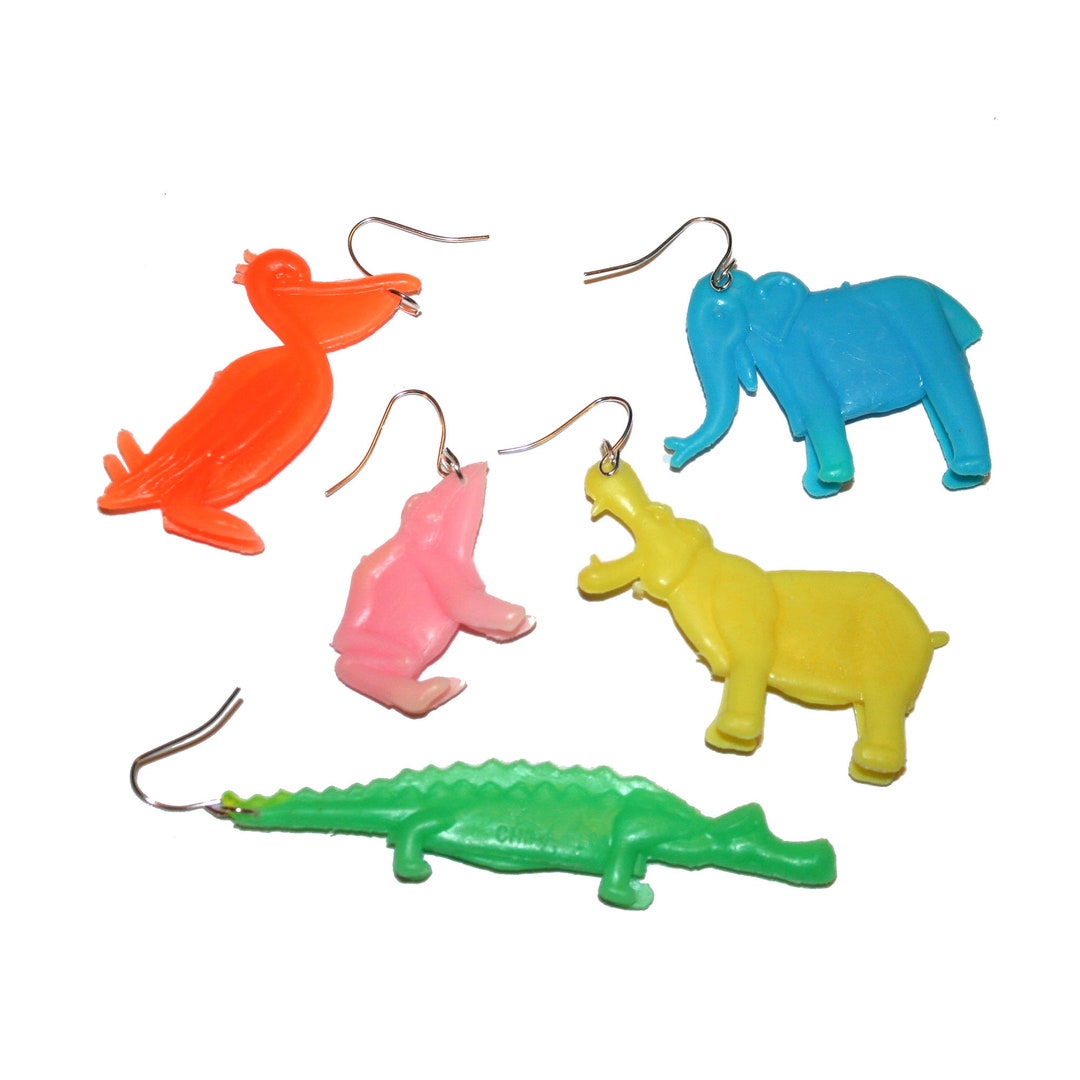 Vintage Kitschy Animal Toy Earrings Vintage Plastic Kitsch Etsy