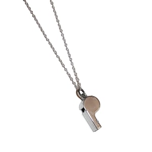 Silver Whistle Necklace - mini whistle vintage necklace silver coach whistle