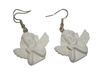 Sweet Cherub Earrings - angel earrings cherub earrings white cute ethereal jewelry