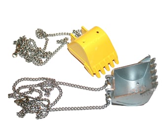 Bulldozer Excavator Necklace - construction contractor gift gold keychain