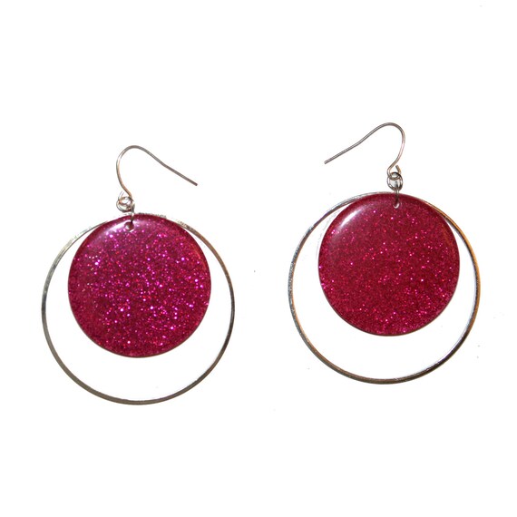 Orecchini A Cerchio Rosa Vintage – Grandi Cerchi Pendenti Geometrici