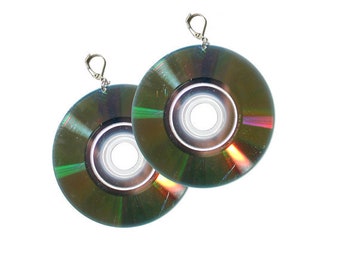Mini Disc CD Compact Disc Earrings - Cyber Punk 90's Inspired Music Lover Jewelry Large Statement Earrings Floppy Disc minidisc earrings