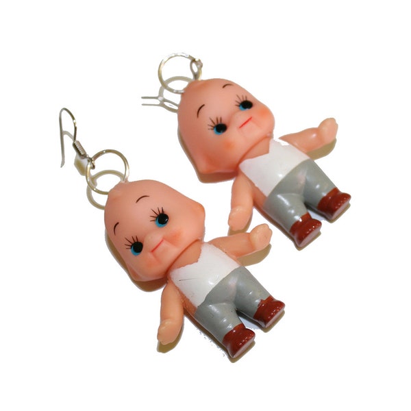 Vintage Kewpie Doll Earrings - Kitsch Earrings Handmade Kitschy Earrings - Kitsch Kewpie Baby Doll Jewelry Kitschy Jewelry Kitschen