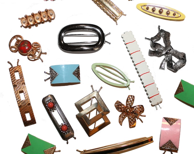 Set of 3 Vintage Hair Barrettes Vintage Hair Barrettes 50 60s Mod Hair