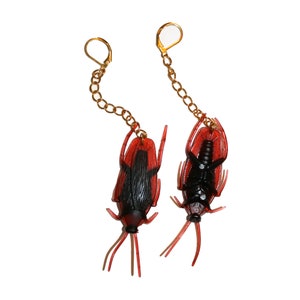 Baby Cockroach Earrings - gag halloween creepy funny kitschy earrings spooky jewelry bug jewelry jewelry