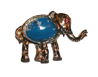 Vintage Elephant Brooch - lucky elephant gift pin brooch costume