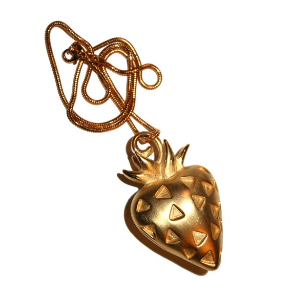 Big Gold Givenchy Strawberry Necklace - strawberry