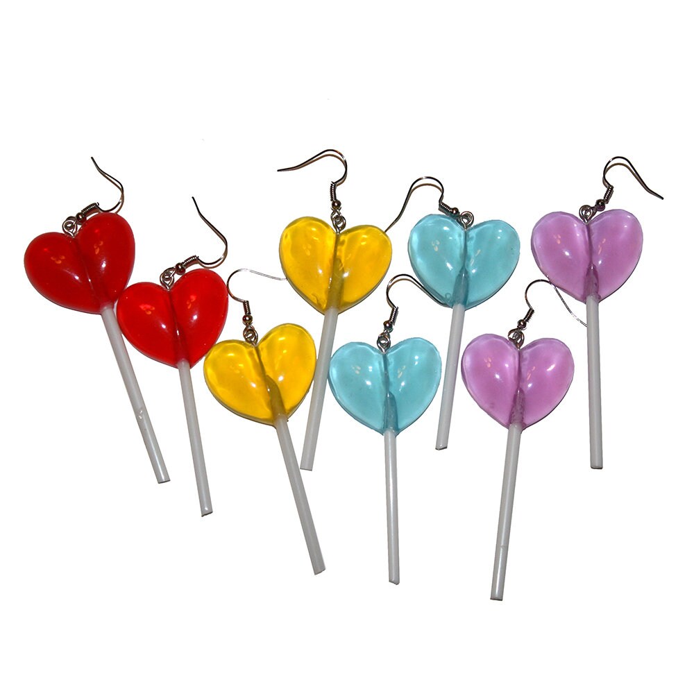 Cutie Lollipop Earrings Heart shaped lollipop earrings | Etsy