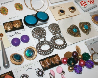 Boucles D'oreilles Clips Vintage XXL Vertes - Plastique Années 60-70 - Occasion Authentique
