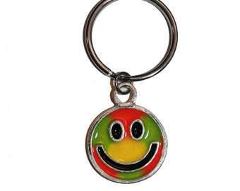 90s Vintage Enamel Happy Face Keychain - retro keychain collectible key chain 90s fashion deadstock 1990s keychains