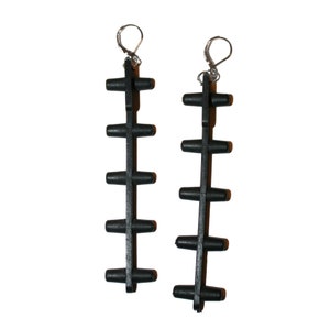 Black Abstract Earrings - ladder earrings weird earrings black earrings big earrings