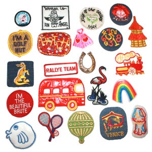 Mystery Lot of 5x 1970s Patches - 1970s vintage patches patchwork clothing patchwork jacket sewer sewing gift