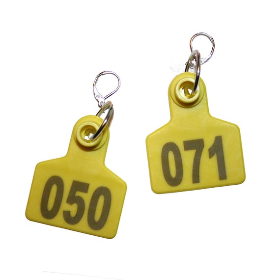 Cow sale tag earrings