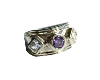 Vintage Purple Stone Ring /// Sterling Silver