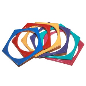 Set of 6 Vintage Bangle Bracelets - rainbow geometric pentagon 80s 90s bangle bracelets unique retro fashion