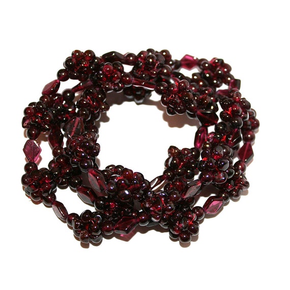 Vintage Knotted Garnet Necklace - Chinese Knotted… - image 1