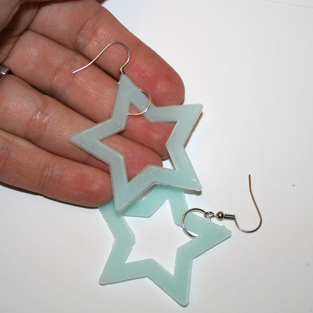 90s Glow in the Dark Star Earrings - 80s 90s Colorful Star