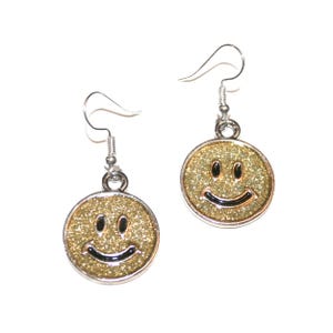 90s Happy Face Earrings- Smiley face Happy Face 1990s fashion nostalgia smiley face happy face 90s grunge dead stock 90s vintage jewelry