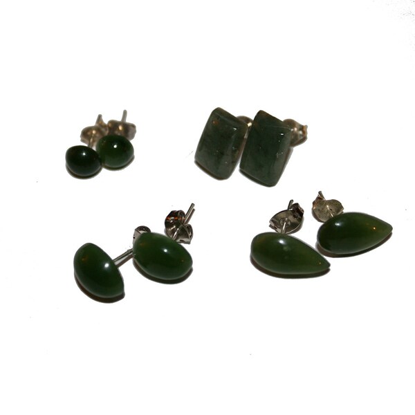 Orecchini Pendenti A Goccia In Giada Naturale Verde Con Argento 925 – Fatti A Mano, Senza Nichel, Vintage, Nuovi Con Etichette - Foto 4