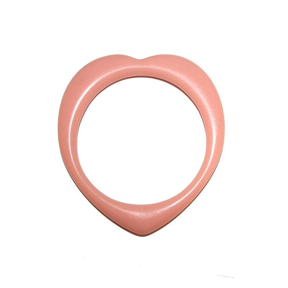 Vintage Acrylic Baby Pink Heart Bangle - Made In … - image 1