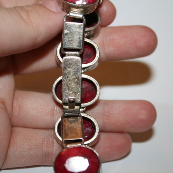 Vintage Ruby Sterling Silver Bracelet - Vintage o… - image 6