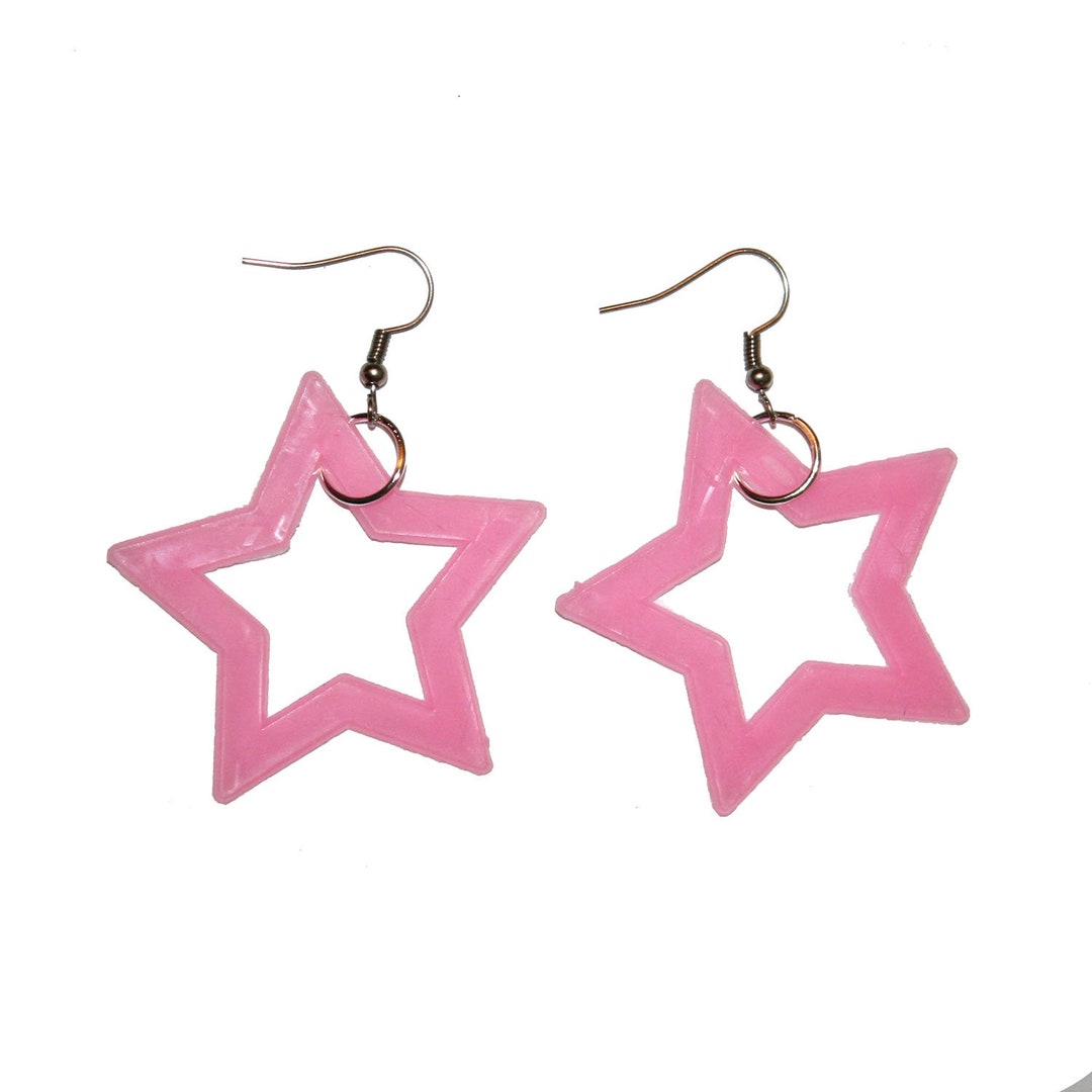 90s Glow in the Dark Star Earrings - 80s 90s Colorful Star