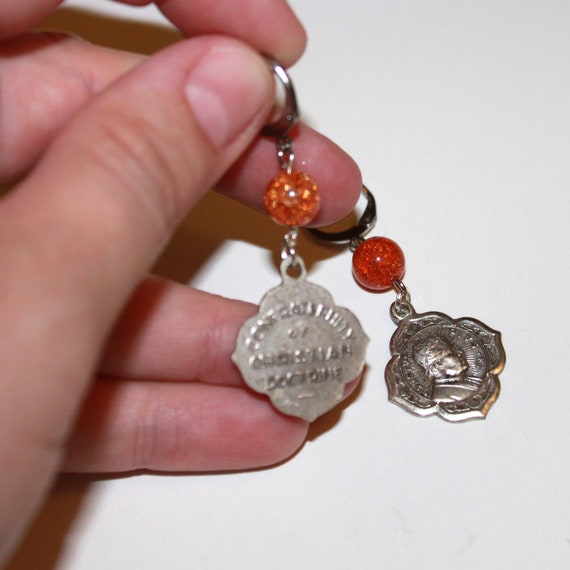 Vintage Medal of Pope St. Pius X Earrings - relig… - image 2