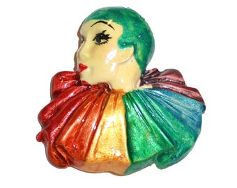 Vintage Clown Pin - vintage clown circus pin brooch clown lover clown gift kitschy clown kitsch vintage 80s collectible brooch pin