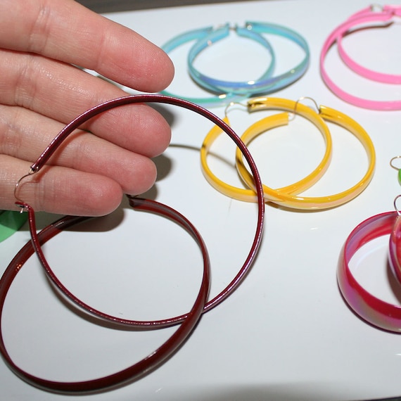 Plastic colored shop hoop earrings