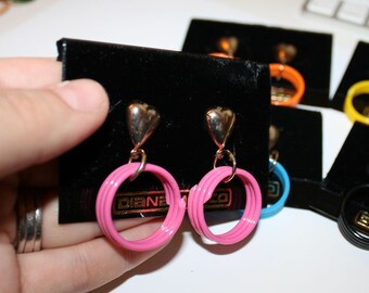 ◆VINTAGE HOLLYWOOD◆ Colorful Heart Earrings VH2313EA002B Vintage Heart Shaped Jewel Earrings,choose Color,light Siam