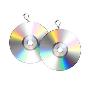 Mini Disc CD Compact Disc Earrings - Cyber Punk 90's Inspired Music Lover Jewelry Large Statement Earrings Floppy Disc minidisc earrings