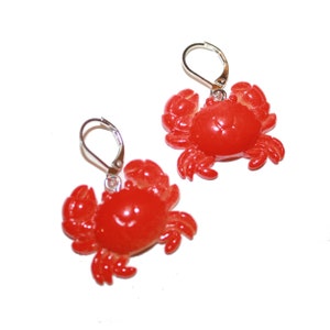 Red Crab Earrings - Kitschy red lobster earrings seafood earrings ocean earrings mermaid earrings huge big earrings