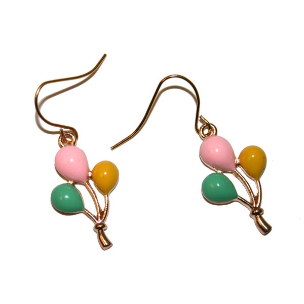 Happy Pastel Ballon Enamel Earrings - Colorful happy ballon earrings cake topper style kitschy kitsch vintage balloons birthday party