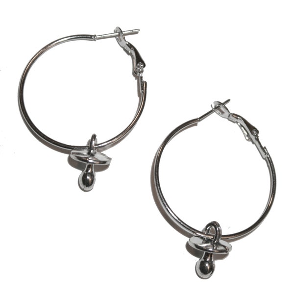 Pacifier Hoop Earrings - binky baby paci pacifer earrings hoop earrings silver