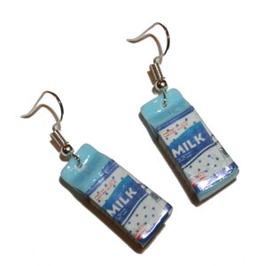 Blue Milk Carton Earrings - cute kawaii kitsch milk bottle baby girl baby boy earrings lovely earrings cute kawaii fashion pastel