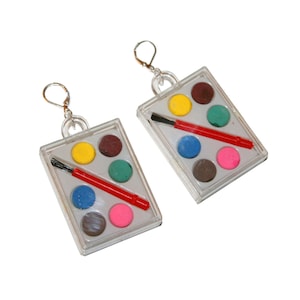 Kitsch Paint Palette Earrings - artist earrings cute earrings colorful earrings rainbow artist jewelry art teacher painter earrings