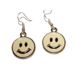 90s Happy Face Earrings- Smiley face Happy Face 1990s fashion nostalgia smiley face happy face 90s grunge dead stock 90s vintage jewelry