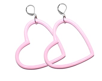 Pastel Grunge Big Heart Earrings - huge kawaii pastel baby girl hearts heart hoop earrings big chunky earrings kawaii plastic