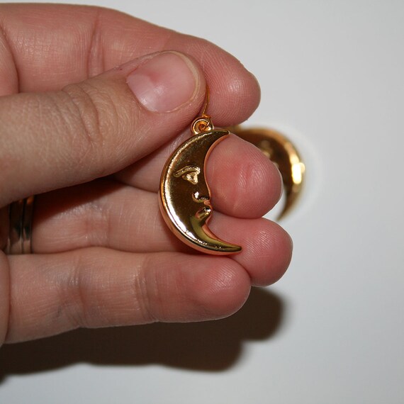 Gold Man on the Moon Earrings - Face Moon Gold Earrings