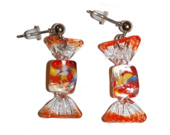Grandma's Glass Candy Earrings - grandma's house colorful glass Italian glass earrings