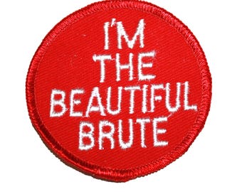 Vintage 1970s Beautiful Brute Patch - Lesbian I'm the Beautiful Brute - Embroidery Patch kewpie doll baby doll retro 60s patch W4W