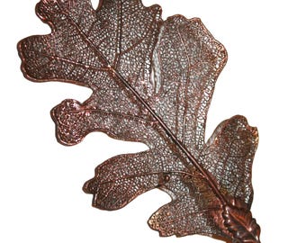 Vintage Dipped Real Leaf Brooch or Pendant - rose gold copper brass