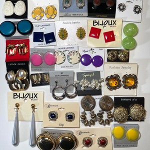Lot von FÜNF Vintage Ohrclips - 60er 70er 80er 90er Jahre - Vintage Metall Plastik Ohrringe Restposten Ohrringe Kostümohrringe