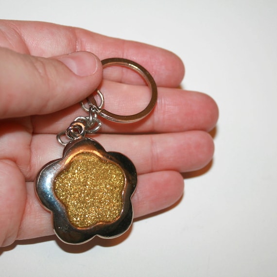 Vintage 90s Glitter Daisy Keychain - Vintage Early 2000s Y2k