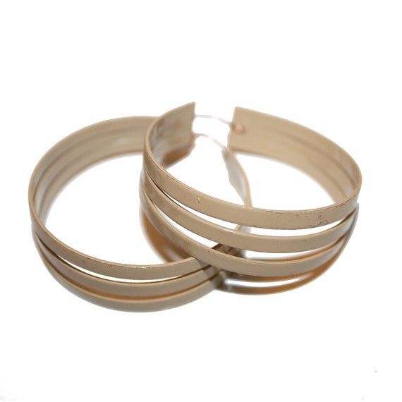 ◆VINTAGE HOLLYWOOD◆ Triple Mix Ring Earrings VH249OEA009M Vintage Triple Hoop Earrings - Vintage Beige 70s Triple Hoop