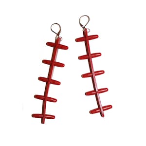 Red Abstract Earrings - ladder earrings weird earrings red earrings big earrings