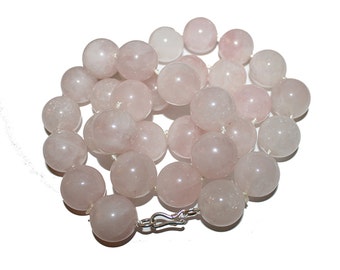 Hand Strung Giant Beads Rose Quartz Necklace - Super long necklace hand strung healing crystal gemstone pink quartz rose quartz beads