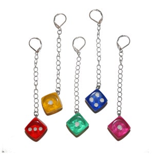 Chain Dice Earrings - vintage 90s dice earrings novelty jewelry pastel grunge poker gambling gambler punk dice club kid