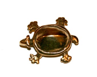 Vintage 1982 Metropolitan Museum of Art Turtle Brooch - gold tone turtle pin
